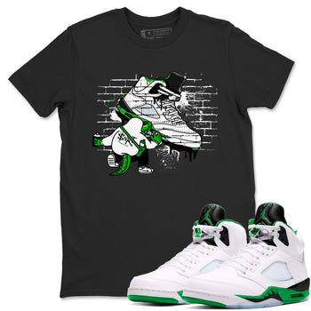 AJ5 Retro Lucky Green shirt to match jordans Crocodile Artist sneaker tees Air Jordan 5 Retro Lucky Green SNRT Sneaker Tees Casual Crew Neck T-Shirt Unisex Black 1 T-Shirt