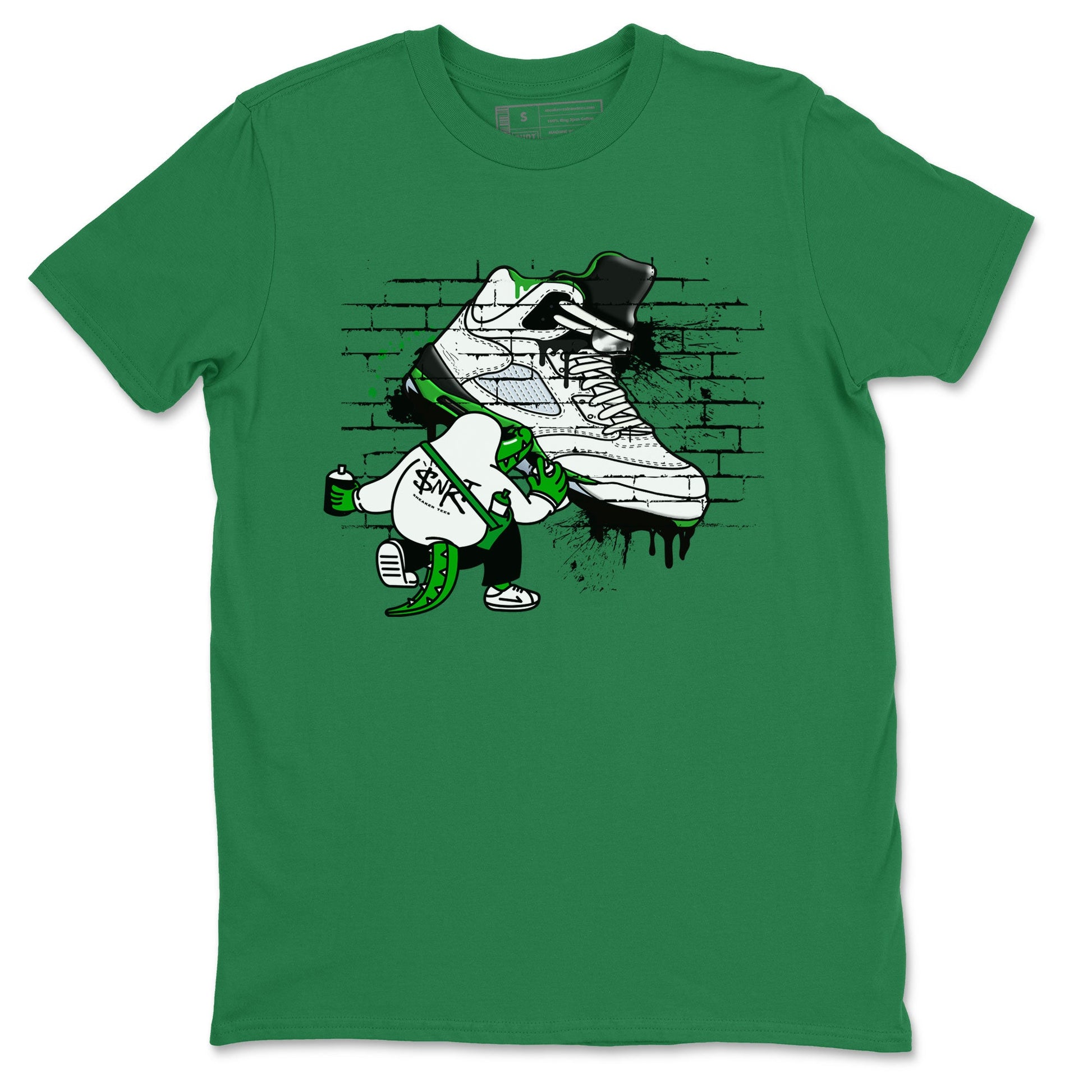 AJ5 Retro Lucky Green shirt to match jordans Crocodile Artist sneaker tees Air Jordan 5 Retro Lucky Green SNRT Sneaker Tees Casual Crew Neck T-Shirt Unisex Kelly Green 2 T-Shirt