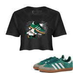 Adidas Samba Collegiate Green Gum shirt to match jordans Crocodile Artist sneaker tees Samba Collegiate Green Gum SNRT Sneaker Release Tees Black 1 Crop T-Shirt