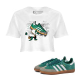 Adidas Samba Collegiate Green Gum shirt to match jordans Crocodile Artist sneaker tees Samba Collegiate Green Gum SNRT Sneaker Release Tees White 1 Crop T-Shirt