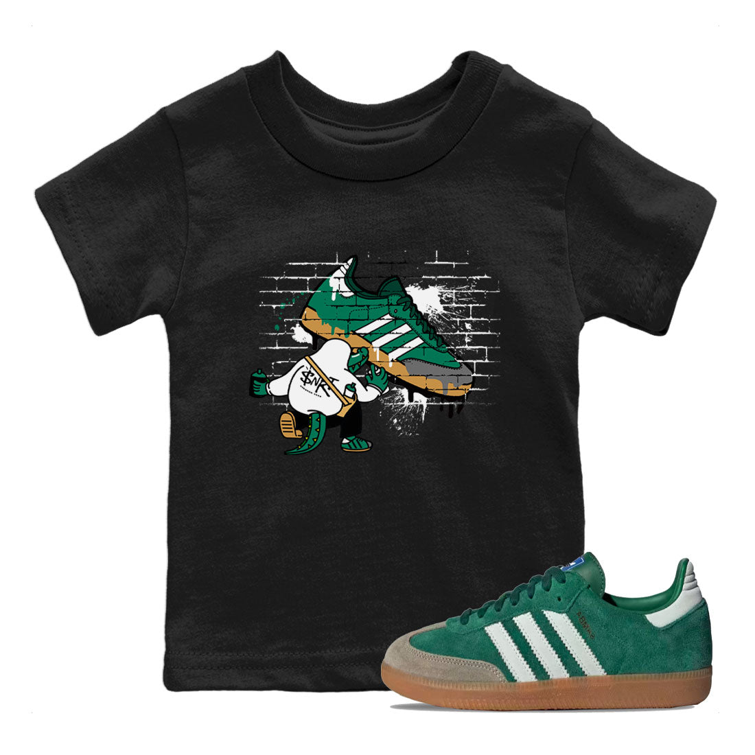 Adidas Samba Collegiate Green Gum shirt to match jordans Crocodile Artist sneaker tees Samba Collegiate Green Gum SNRT Sneaker Release Tees Baby Toddler Black 1 T-Shirt