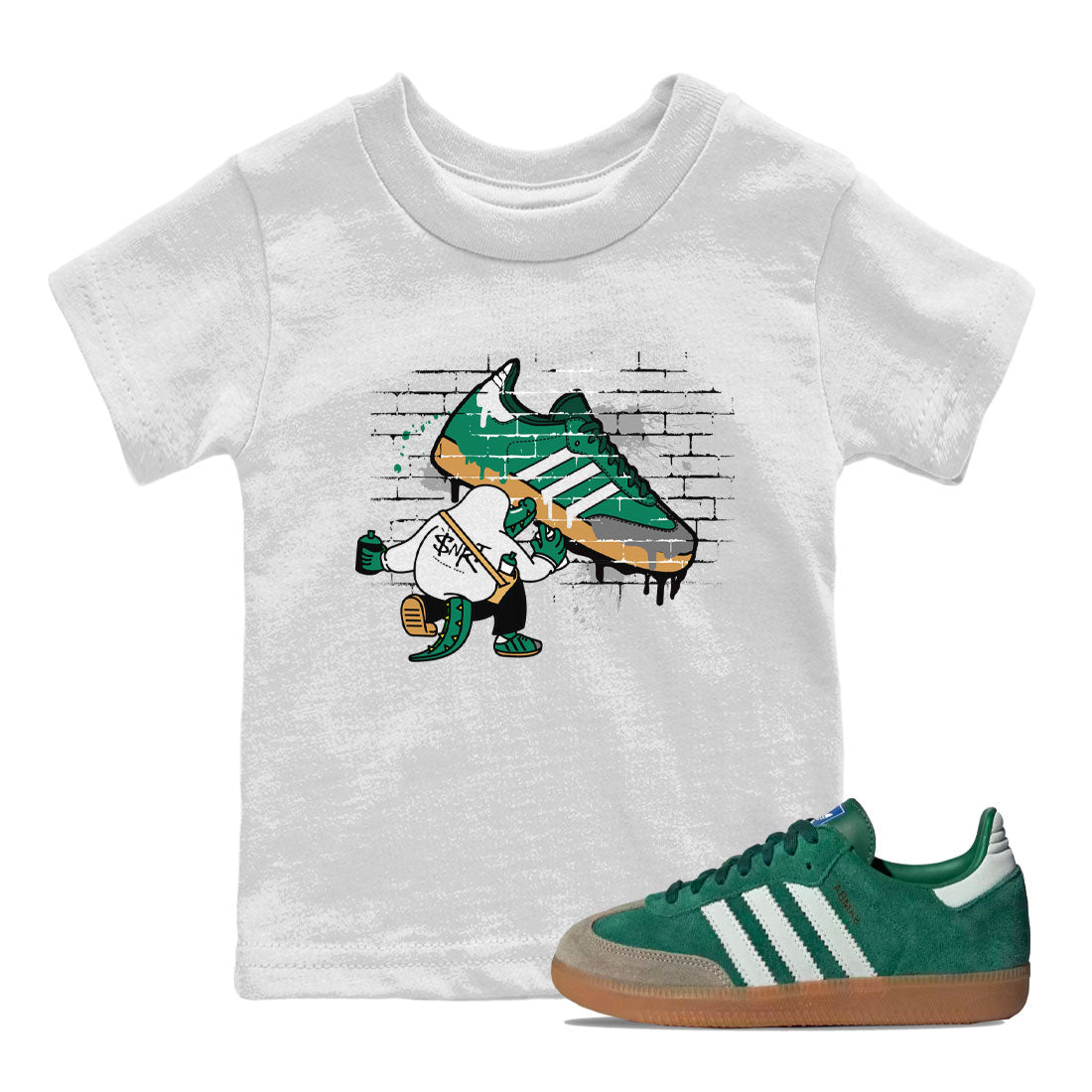 Adidas Samba Collegiate Green Gum shirt to match jordans Crocodile Artist sneaker tees Samba Collegiate Green Gum SNRT Sneaker Release Tees Baby Toddler White 1 T-Shirt