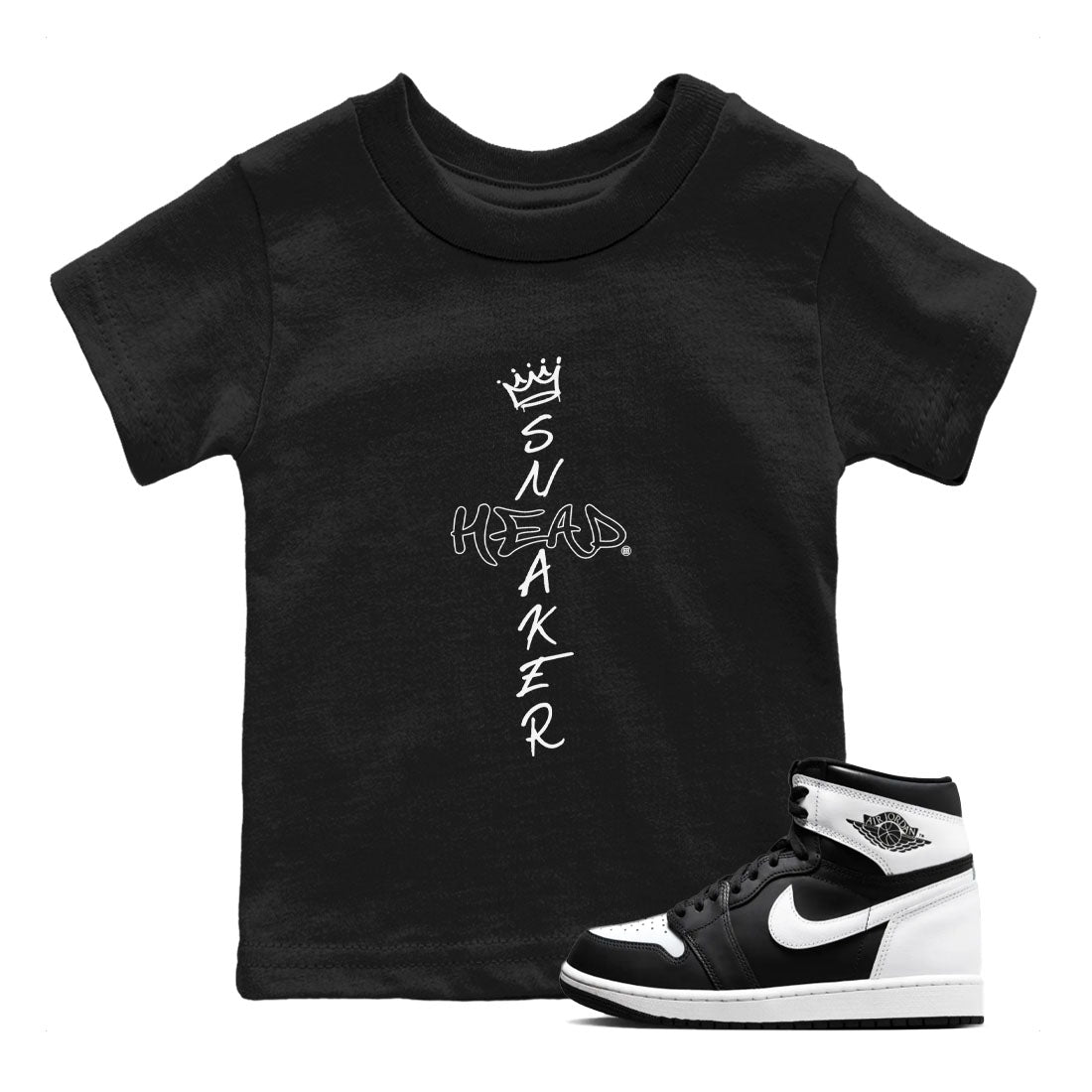 1s Black White shirt to match jordans Cross Sneakerhead sneaker tees Air Jordan 1 Black White SNRT sneaker release tees baby toddler Black 1 cotton Shirt