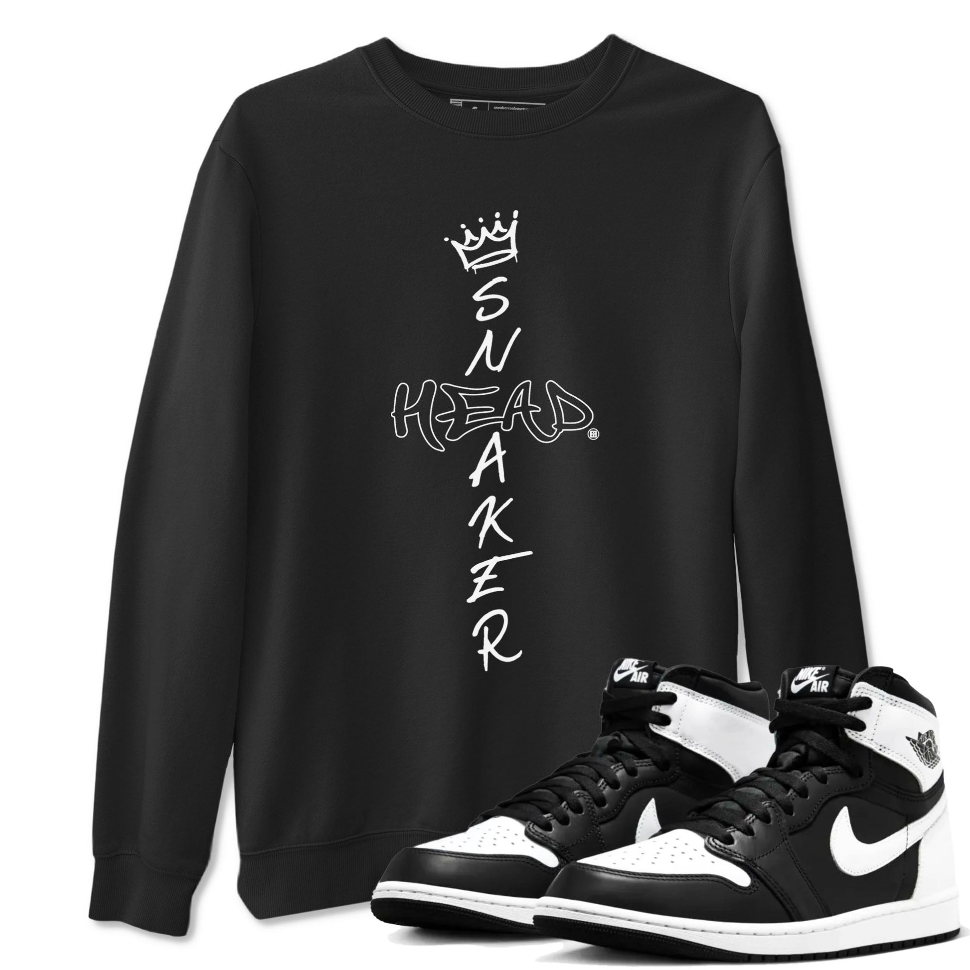 1s Black White shirt to match jordans Cross Sneakerhead sneaker tees Air Jordan 1 Black White SNRT Sneaker Release Tees unisex cotton Black 1 crew neck shirt