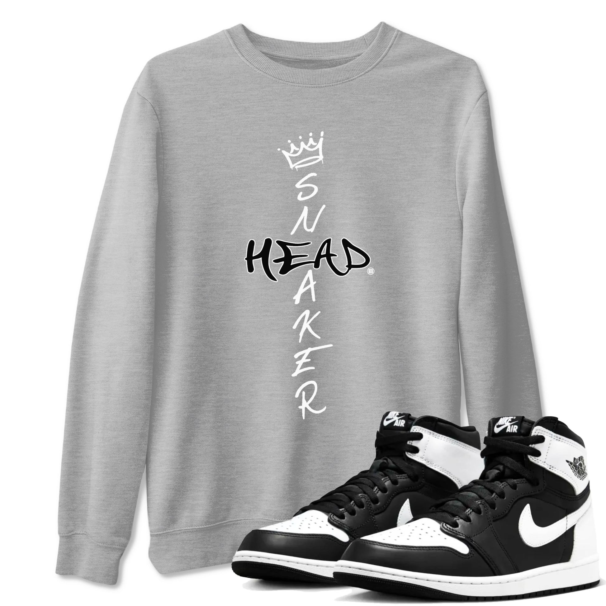 1s Black White shirt to match jordans Cross Sneakerhead sneaker tees Air Jordan 1 Black White SNRT Sneaker Release Tees unisex cotton Heather Grey 1 crew neck shirt
