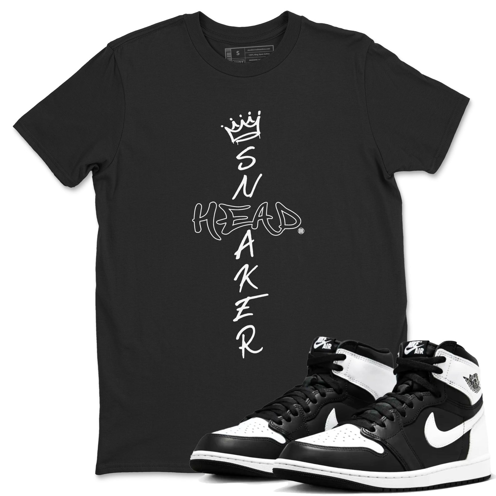 1s Black White shirt to match jordans Cross Sneakerhead sneaker tees Air Jordan 1 Black White SNRT Sneaker Release Tees unisex cotton Black 1 crew neck shirt