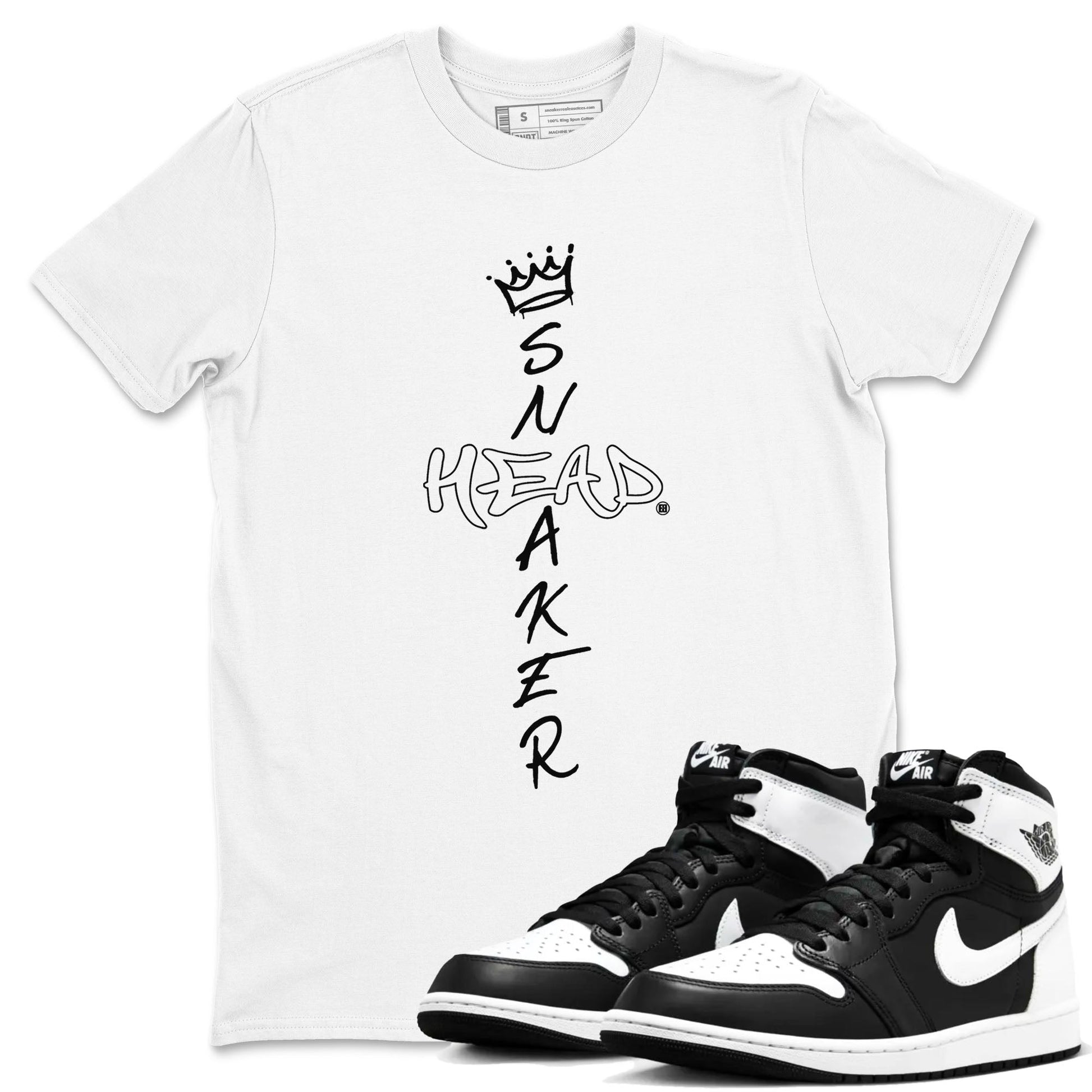 1s Black White shirt to match jordans Cross Sneakerhead sneaker tees Air Jordan 1 Black White SNRT Sneaker Release Tees unisex cotton White 1 crew neck shirt