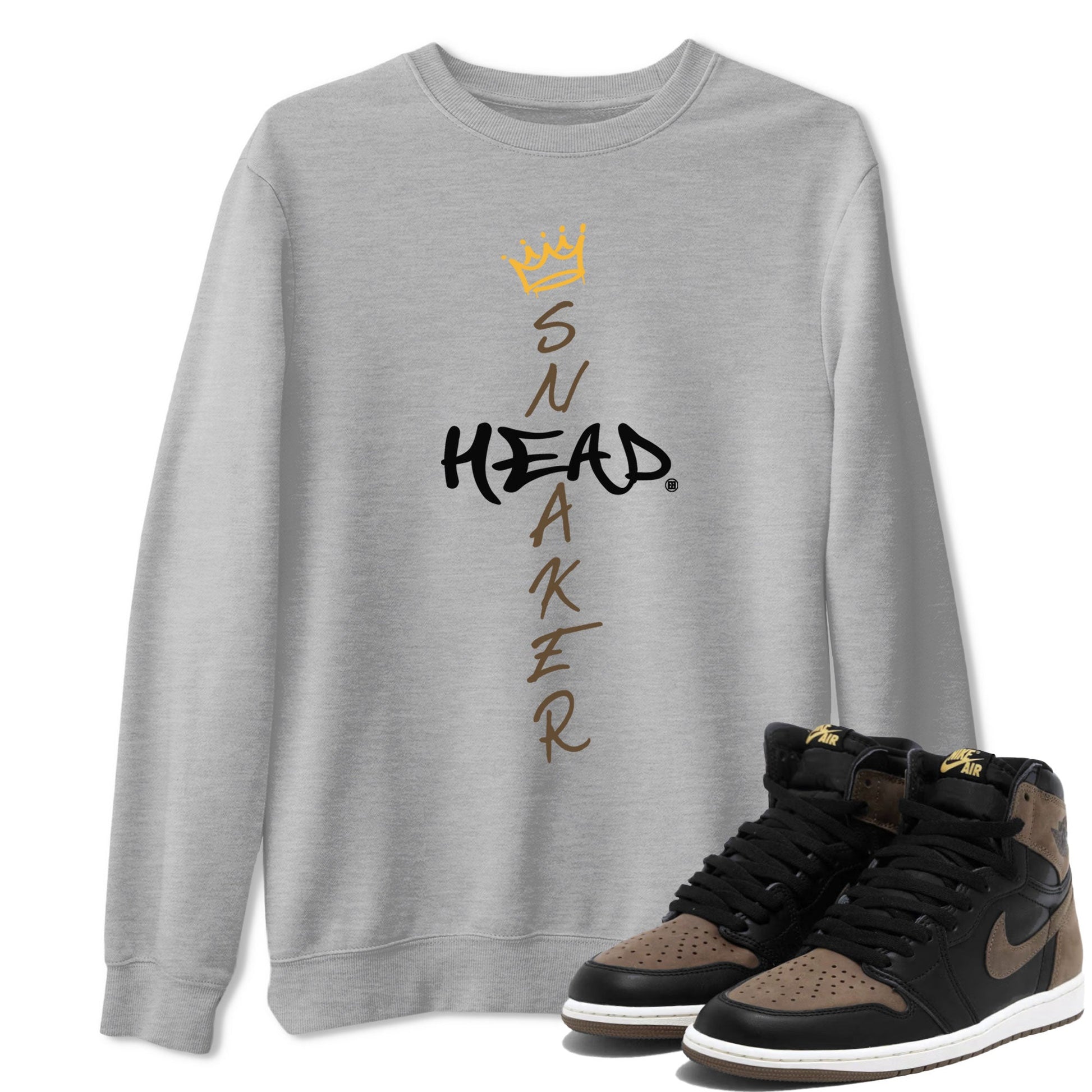 Air Jordan 1 Palomino shirt to match jordans Cross Sneakerhead sneaker tees Air Jordan 1 High OG Palomino SNRT Sneaker Release Tees Crew Neck Casual Unisex Heather Grey 1 T-Shirt