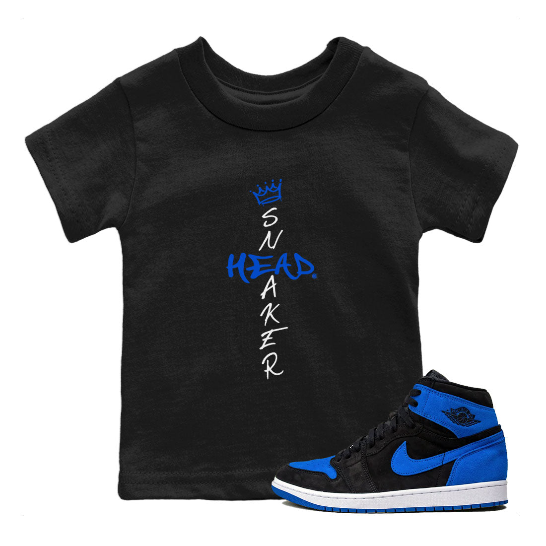 1s Royal Reimagined shirt to match jordans Cross Sneakerhead sneaker matching t-shirt Air Jordan 1 Royal Reimagined SNRT Sneaker Release Tees Baby Toddler Black 1 T-Shirt