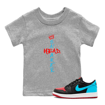Air Jordan 1 UNC to Chicago Sneaker Match Tees Cross Sneakerhead Sneaker Tees Jordan 1 Low OG WMNS UNC to Chicago SNRT Sneaker Release Tees Kids and Baby Youth Shirts Heather Grey 1