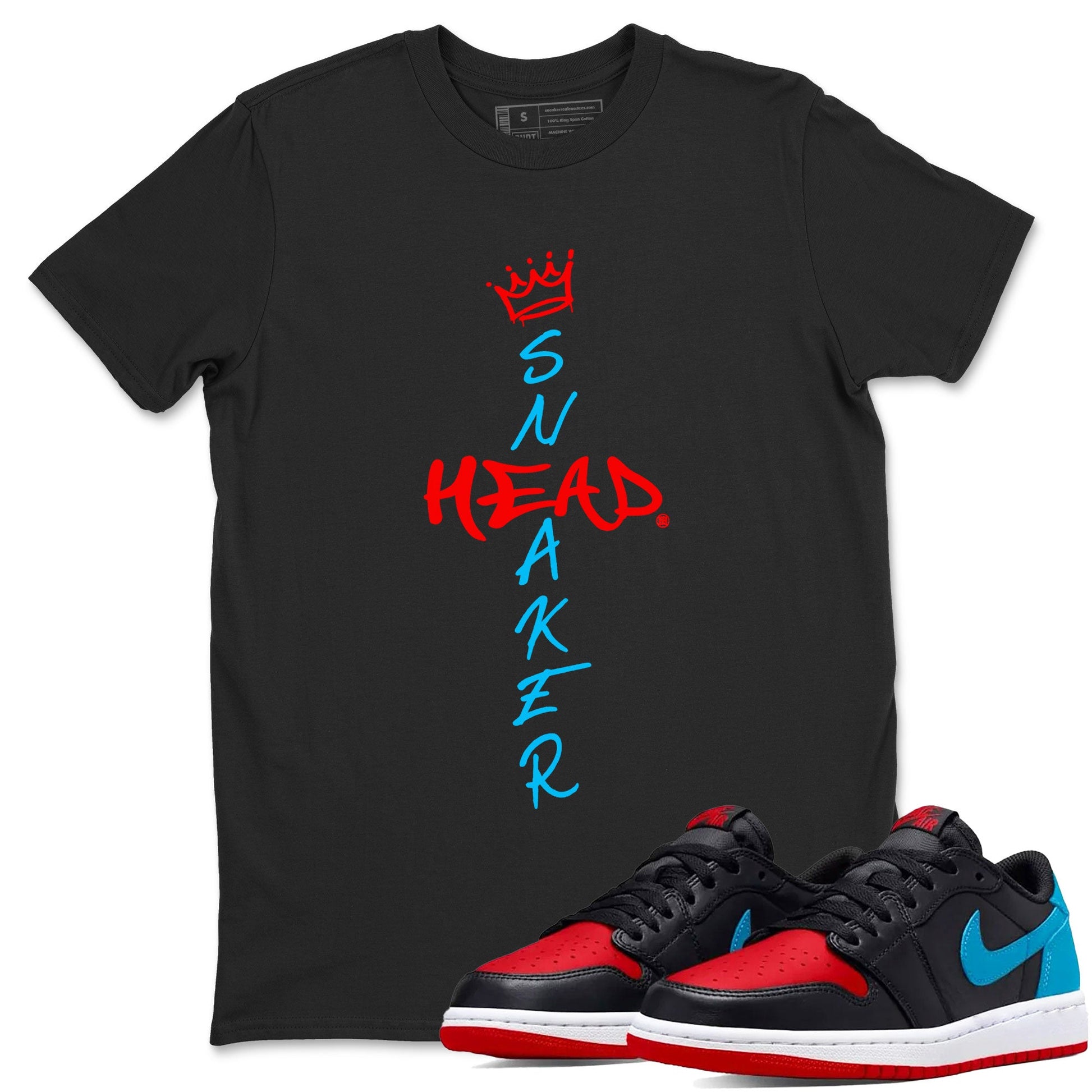 Air Jordan 1 UNC to Chicago Sneaker Match Tees Cross Sneakerhead Sneaker Tees Jordan 1 Low OG WMNS UNC to Chicago SNRT Sneaker Release Tees Unisex Shirts Black 1