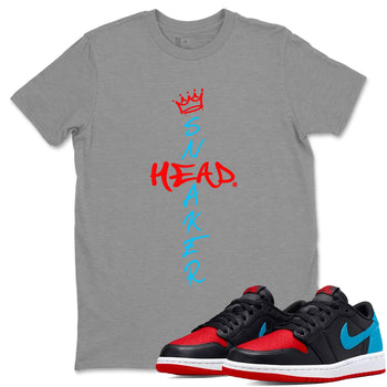 Air Jordan 1 UNC to Chicago Sneaker Match Tees Cross Sneakerhead Sneaker Tees Jordan 1 Low OG WMNS UNC to Chicago SNRT Sneaker Release Tees Unisex Shirts Heather Grey 1