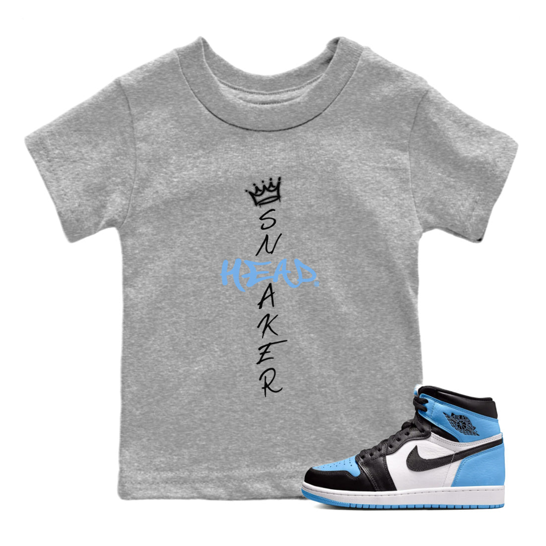 Air Jordan 1 Retro High OG UNC Toe Shirt to match Jordans Cross Sneakerhead Sneaker Tees Air Jordan 1 High OG UNC Toe SNRT Sneaker Release Tees Kids and Baby Tees Heather Grey 1
