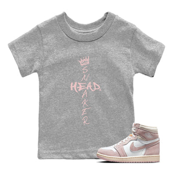Air Jordan 1 Washed Pink Sneaker Match Tees Cross Sneakerhead Sneaker Tees Air Jordan 1 High OG WMNS Washed Pink Sneaker Release Tees Kids Shirts Heather Grey 1