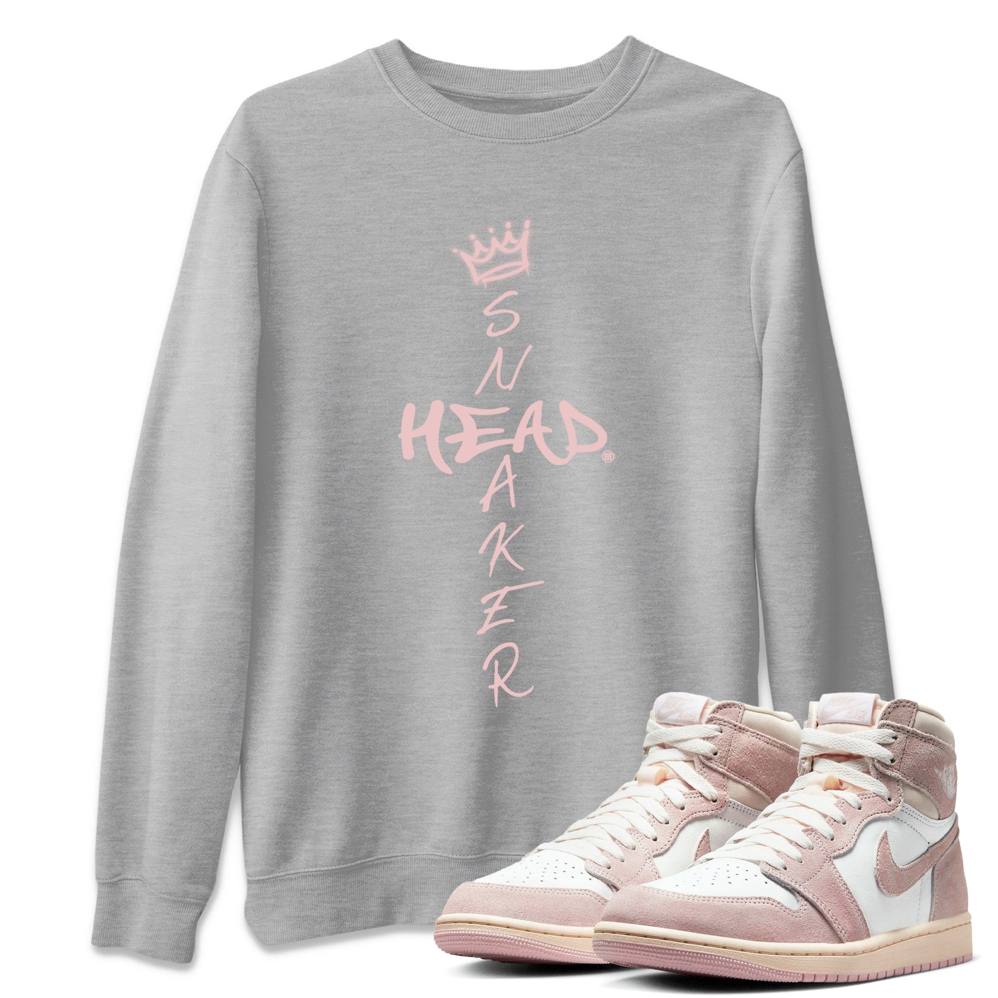 Air Jordan 1 Washed Pink Sneaker Match Tees Cross Sneakerhead Sneaker Tees Air Jordan 1 High OG WMNS Washed Pink Sneaker Release Tees Unisex Shirts Heather Grey 1
