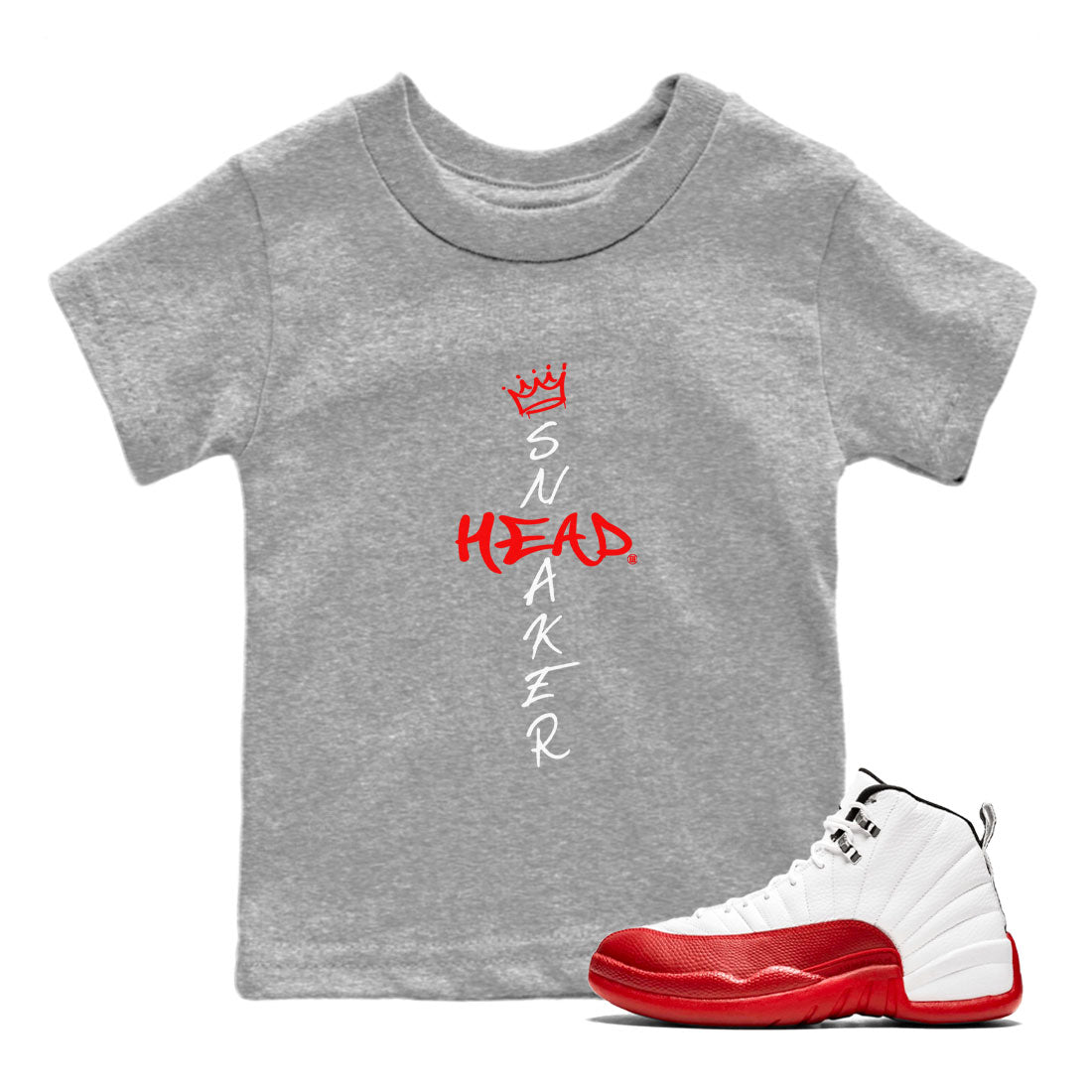 Air Jordan 12 Cherry shirt to match jordans Cross Sneakerhead sneaker matching t-shirt 12s Cherry SNRT Sneaker Release Tees Baby Toddler Heather Grey 1 T-Shirt