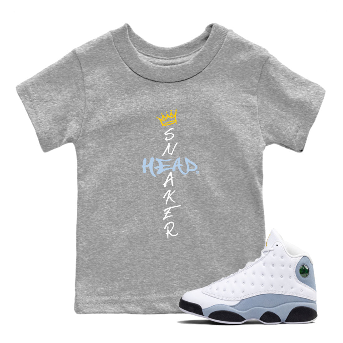 13s Blue Grey shirt to match jordans Cross Sneakerhead sneaker tees Air Jordan 13 Blue Grey SNRT sneaker release tees baby toddler Heather Grey 1 cotton Shirt