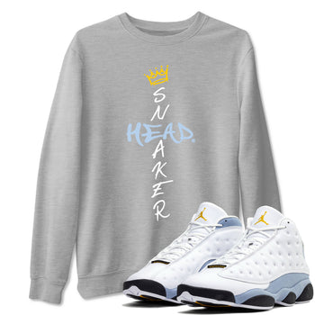 13s Blue Grey shirt to match jordans Cross Sneakerhead sneaker tees Air Jordan 13 Blue Grey SNRT Sneaker Release Tees unisex cotton Heather Grey 1 crew neck shirt