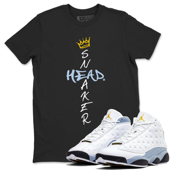 13s Blue Grey shirt to match jordans Cross Sneakerhead sneaker tees Air Jordan 13 Blue Grey SNRT Sneaker Release Tees unisex cotton Black 1 crew neck shirt