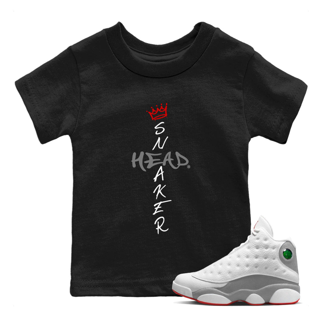 Air Jordan 13 Wolf Grey Sneaker Match Tees Cross Sneakerhead Sneaker Tees Air Jordan 13 Retro Wolf Grey T-Shirt Kids Shirts Black 1