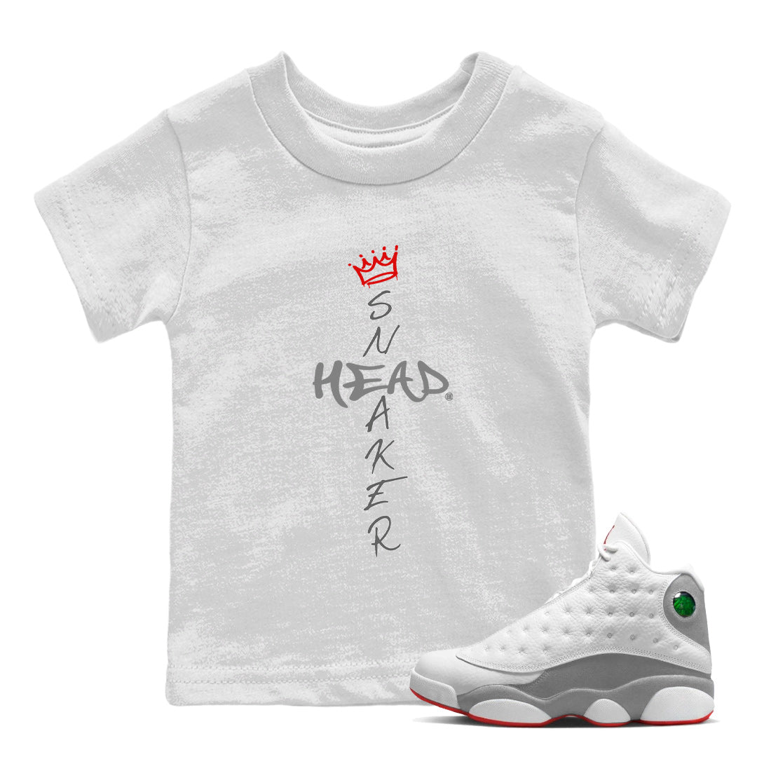 Air Jordan 13 Wolf Grey Sneaker Match Tees Cross Sneakerhead Sneaker Tees Air Jordan 13 Retro Wolf Grey T-Shirt Kids Shirts White 1