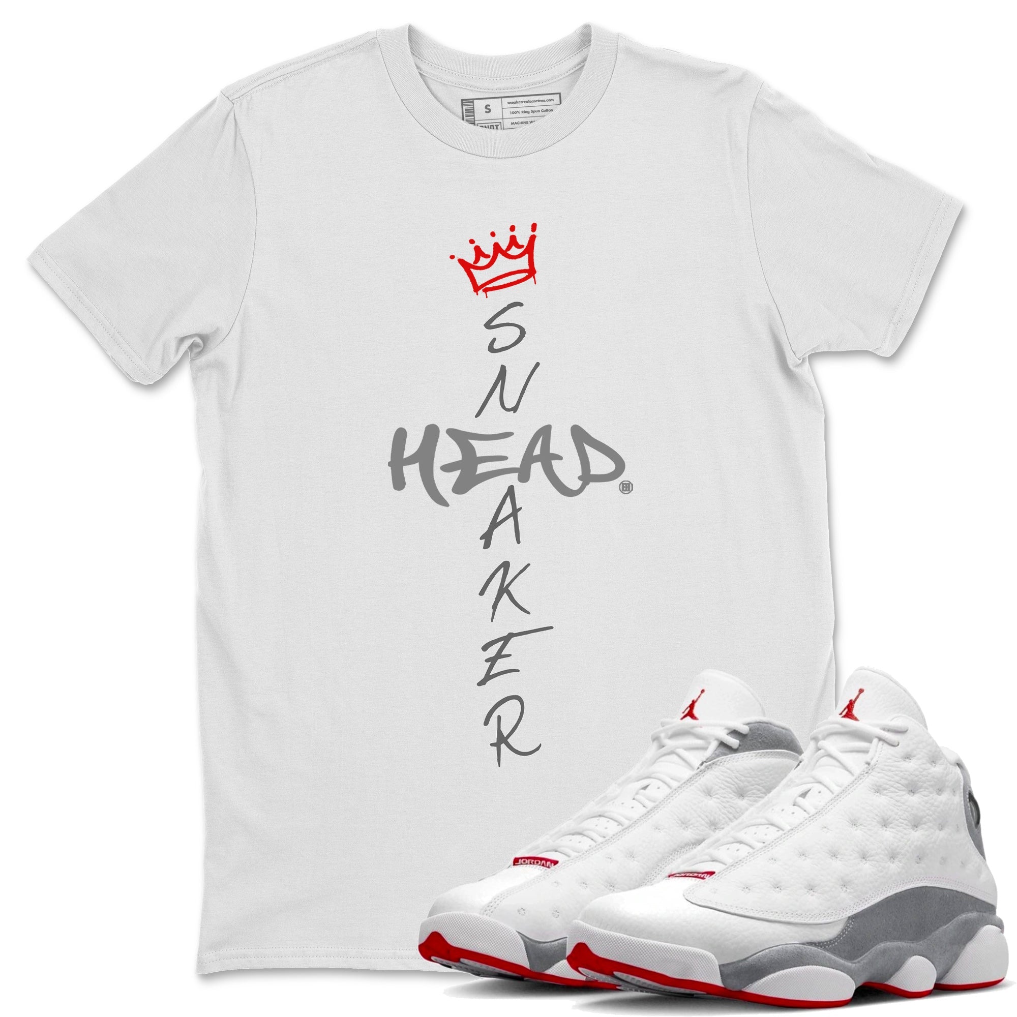 Air Jordan 13 Wolf Grey Sneaker Match Tees Cross Sneakerhead Sneaker Tees Air Jordan 13 Retro Wolf Grey T-Shirt Unisex Shirts White 1