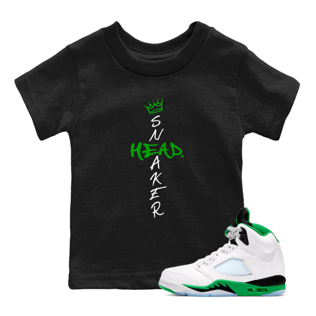 Jordan 5 Retro Lucky Green shirt to match jordans Cross Sneakerhead sneaker match tee AJ5 Lucky Green SNRT Sneaker Tees baby toddler Black 1 cotton Shirt