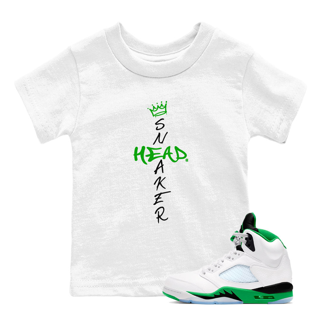 Jordan 5 Retro Lucky Green shirt to match jordans Cross Sneakerhead sneaker match tee AJ5 Lucky Green SNRT Sneaker Tees baby toddler White 1 cotton Shirt