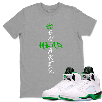 Jordan 5 Retro Lucky Green shirt to match jordans Cross Sneakerhead sneaker match tee AJ5 Lucky Green SNRT Sneaker Tees unisex cotton Heather Grey 1 crew neck shirt
