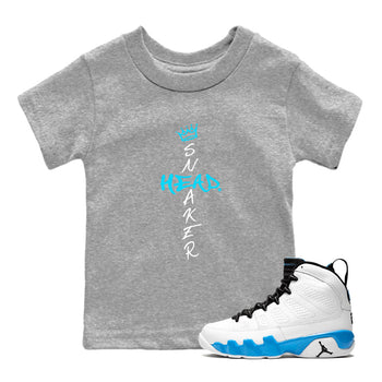 9s Powder Blue shirt to match jordans Cross Sneakerhead sneaker tees Air Jordan 9 Powder Blue SNRT sneaker release tees baby toddler Heather Grey 1 cotton Shirt