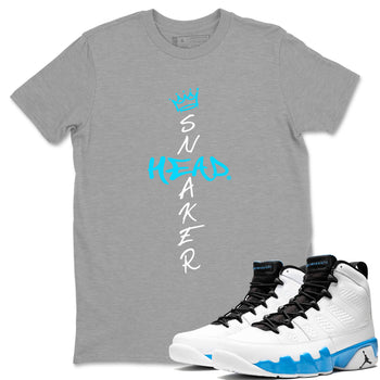 9s Powder Blue shirt to match jordans Cross Sneakerhead sneaker tees Air Jordan 9 Powder Blue SNRT Sneaker Release Tees unisex cotton Heather Grey 1 crew neck shirt