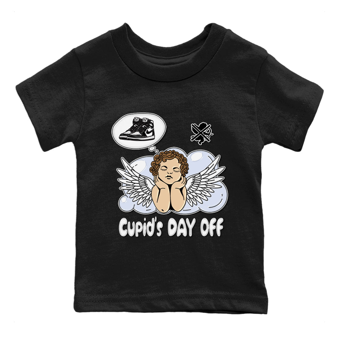 Air Jordan 1 Black White Sneaker Match Tees Cupids Day Off Sneaker Tees Air Jordan 1 Black White Sneaker Release Tees Kids Shirts
