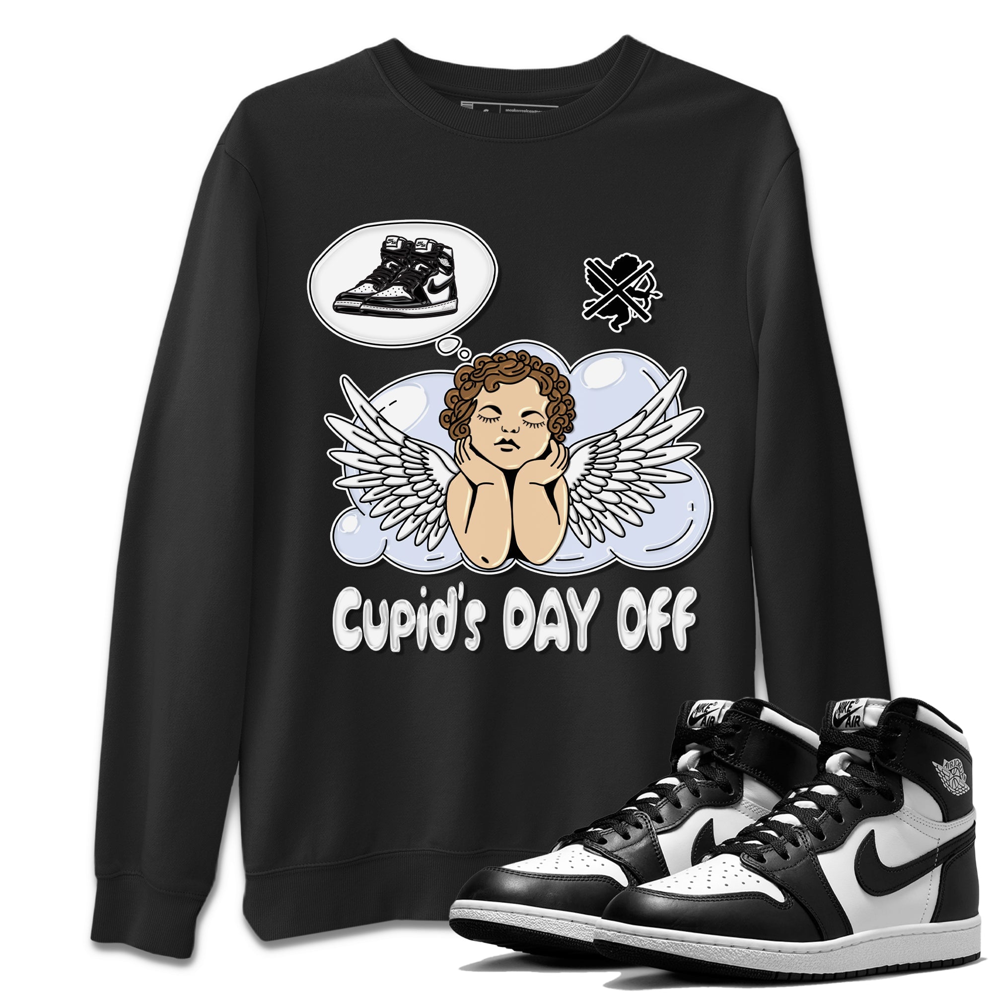 Air Jordan 1 Black White Sneaker Match Tees Cupids Day Off Sneaker Tees Air Jordan 1 Black White Sneaker Release Tees Unisex Shirts