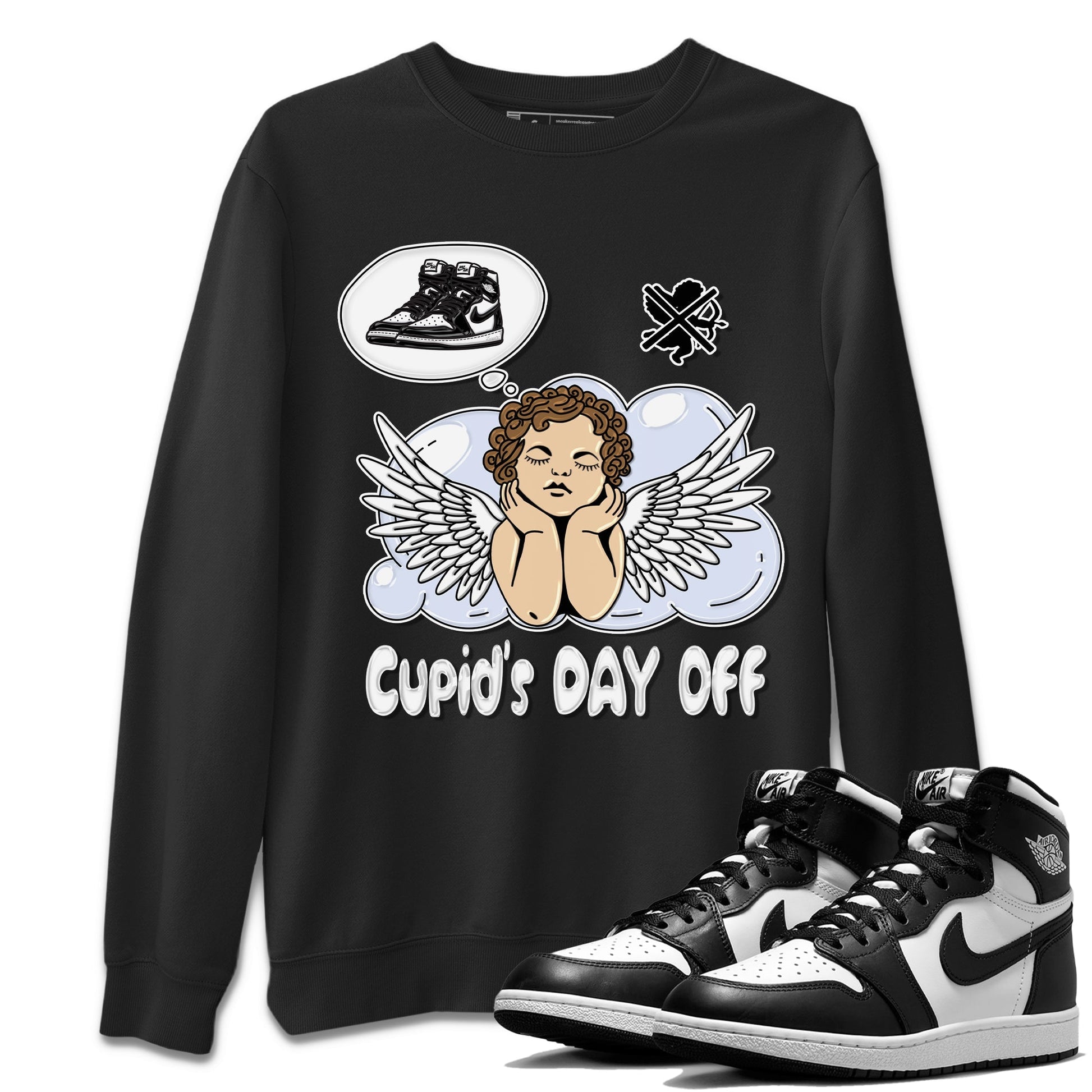 Air Jordan 1 Black White Sneaker Match Tees Cupids Day Off Sneaker Tees Air Jordan 1 Black White Sneaker Release Tees Unisex Shirts