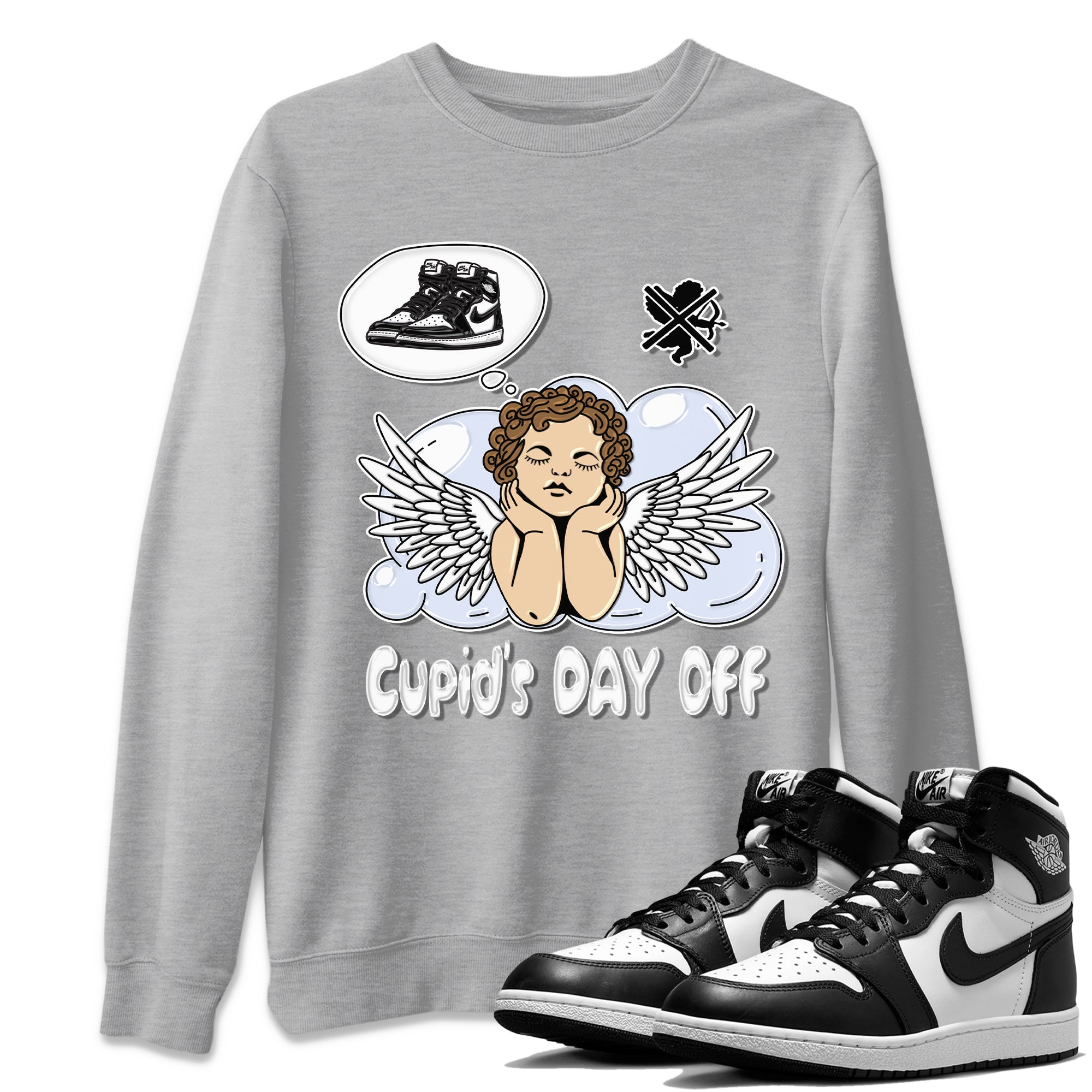 Air Jordan 1 Black White Sneaker Match Tees Cupids Day Off Sneaker Tees Air Jordan 1 Black White Sneaker Release Tees Unisex Shirts