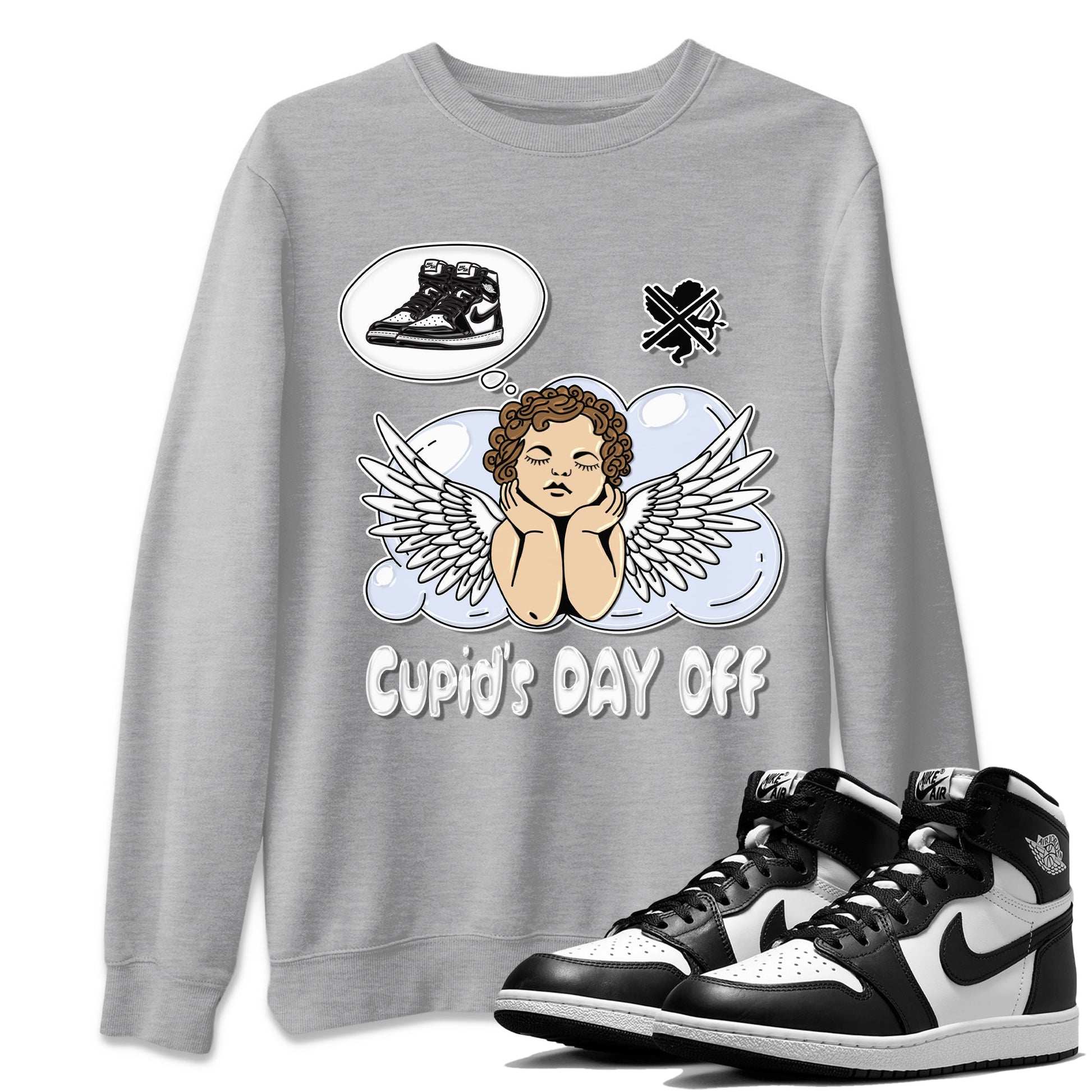 Air Jordan 1 Black White Sneaker Match Tees Cupids Day Off Sneaker Tees Air Jordan 1 Black White Sneaker Release Tees Unisex Shirts