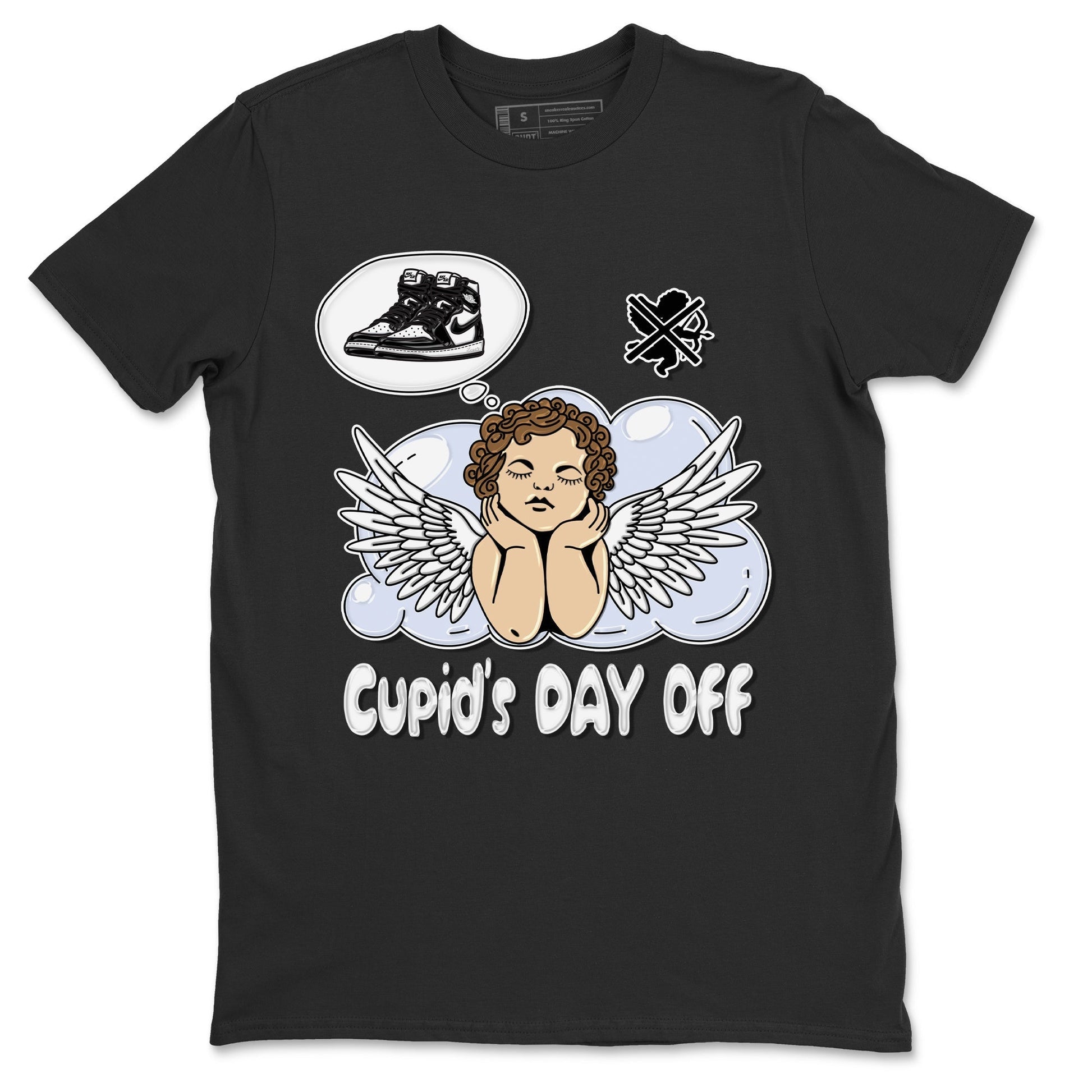 Air Jordan 1 Black White Sneaker Match Tees Cupids Day Off Sneaker Tees Air Jordan 1 Black White Sneaker Release Tees Unisex Shirts