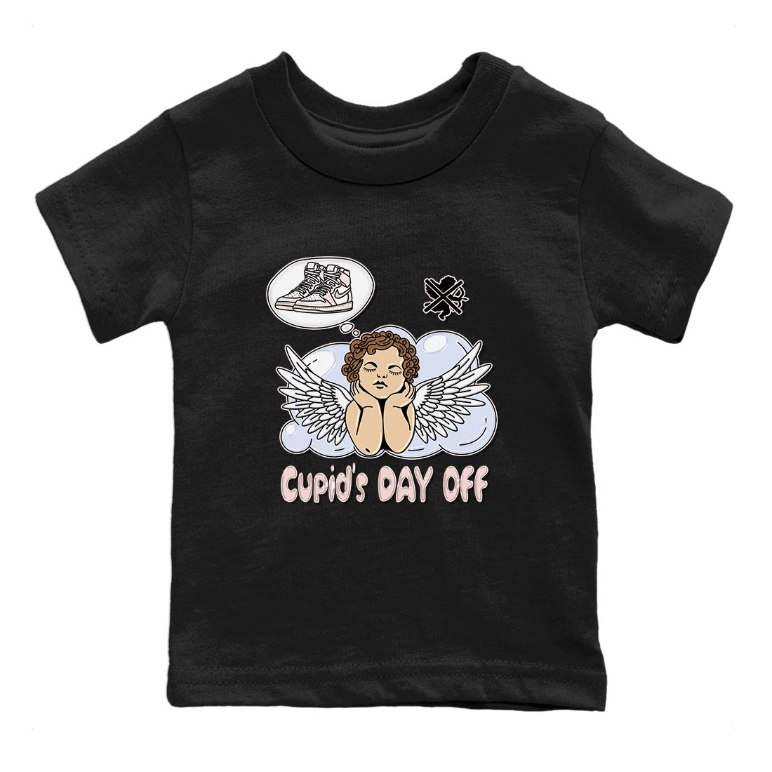 Air Jordan 1 Washed Pink Sneaker Match Tees Cupids Day Off Sneaker Tees AJ1 Washed Pink Sneaker Release Tees Kids Shirts Black 2