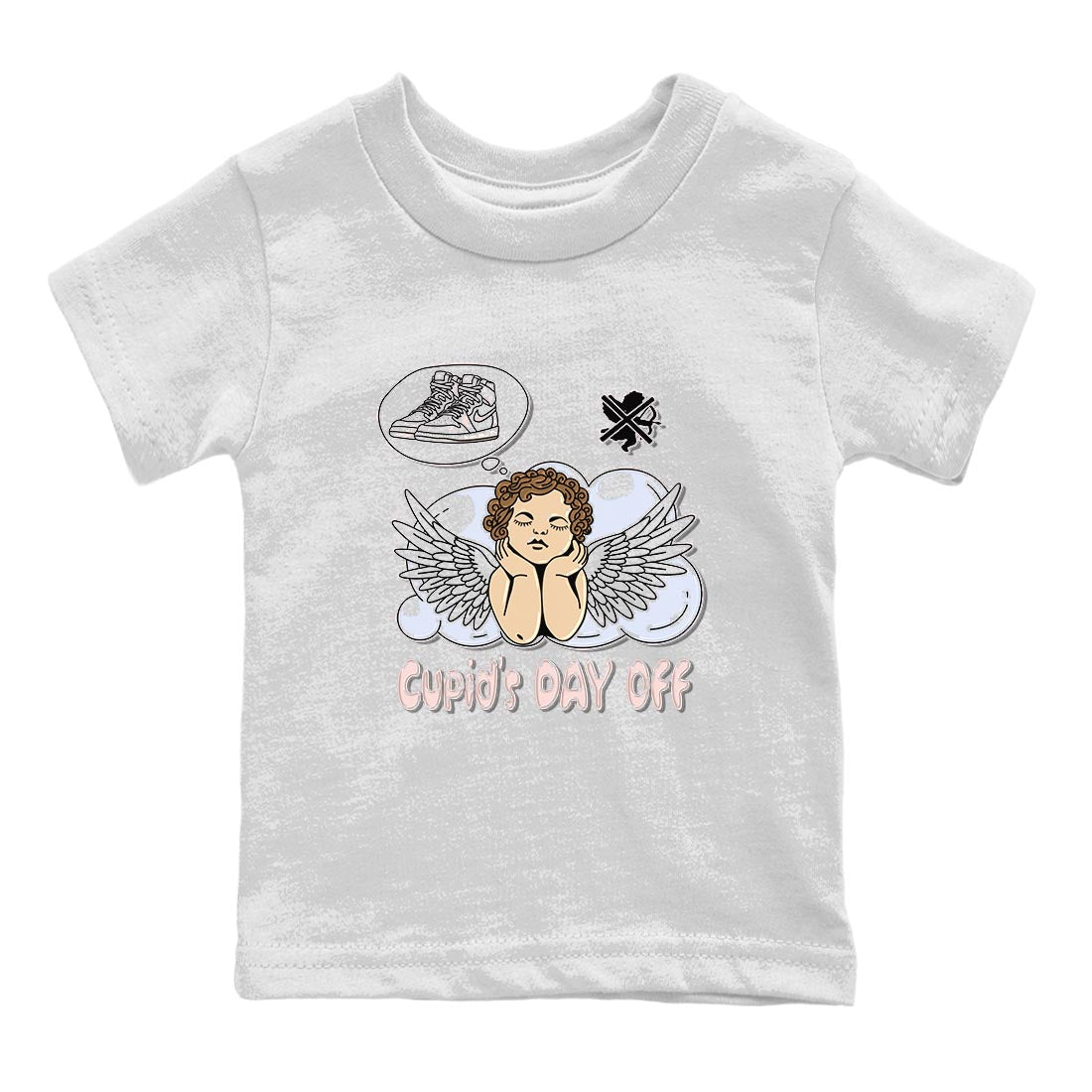 Air Jordan 1 Washed Pink Sneaker Match Tees Cupids Day Off Sneaker Tees AJ1 Washed Pink Sneaker Release Tees Kids Shirts White 2