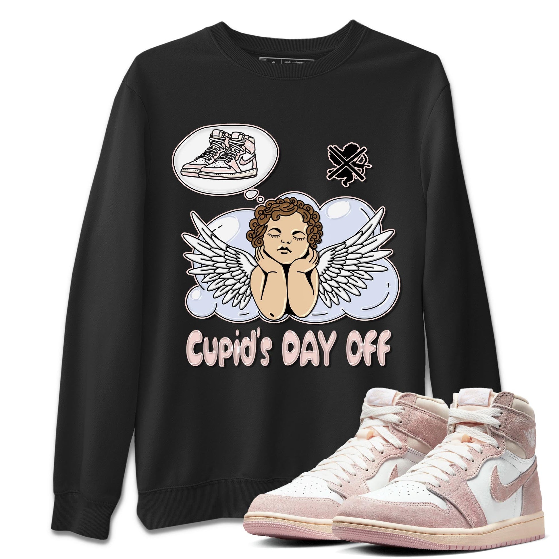 Air Jordan 1 Washed Pink Sneaker Match Tees Cupids Day Off Sneaker Tees AJ1 Washed Pink Sneaker Release Tees Unisex Shirts Black 1