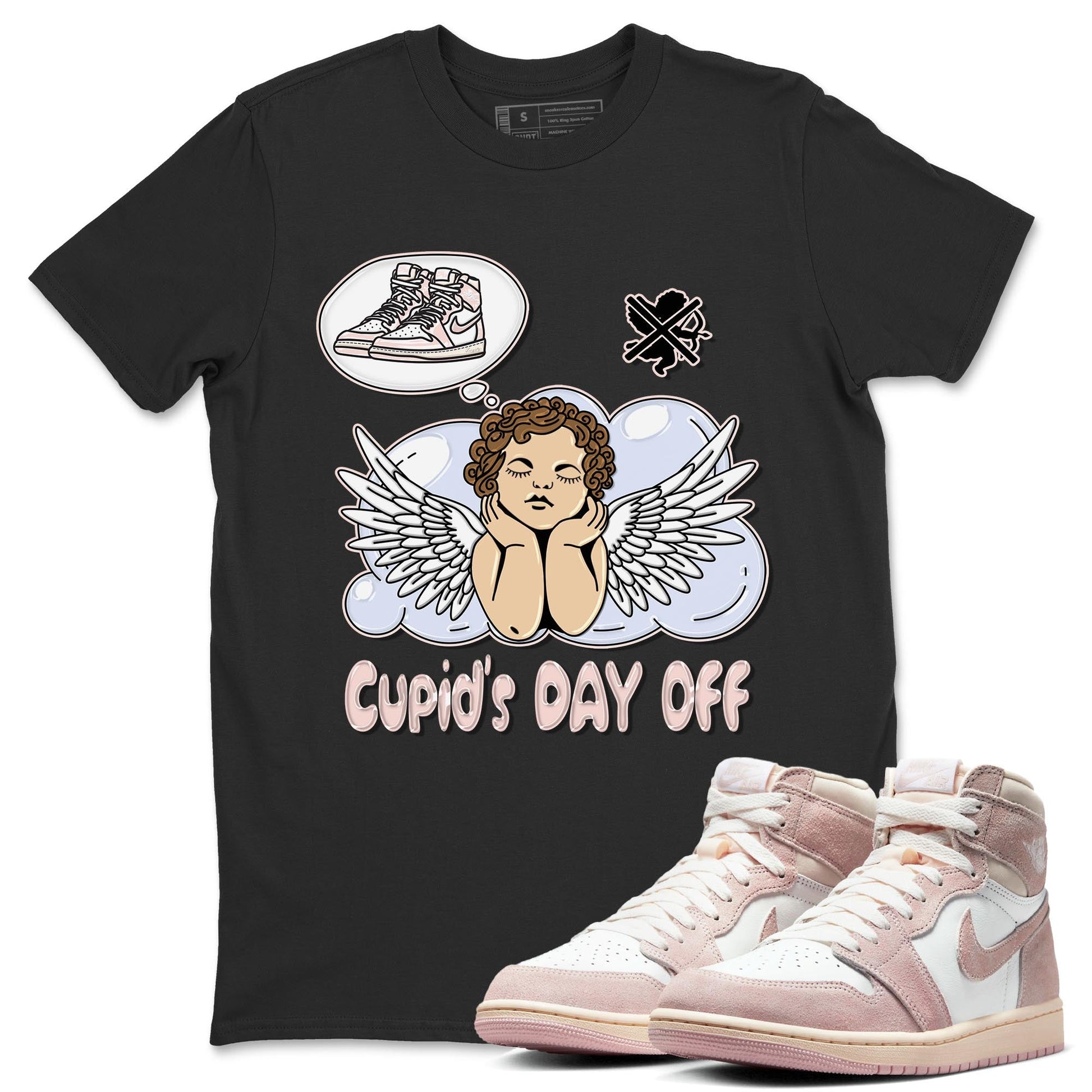 Air Jordan 1 Washed Pink Sneaker Match Tees Cupids Day Off Sneaker Tees AJ1 Washed Pink Sneaker Release Tees Unisex Shirts Black 1