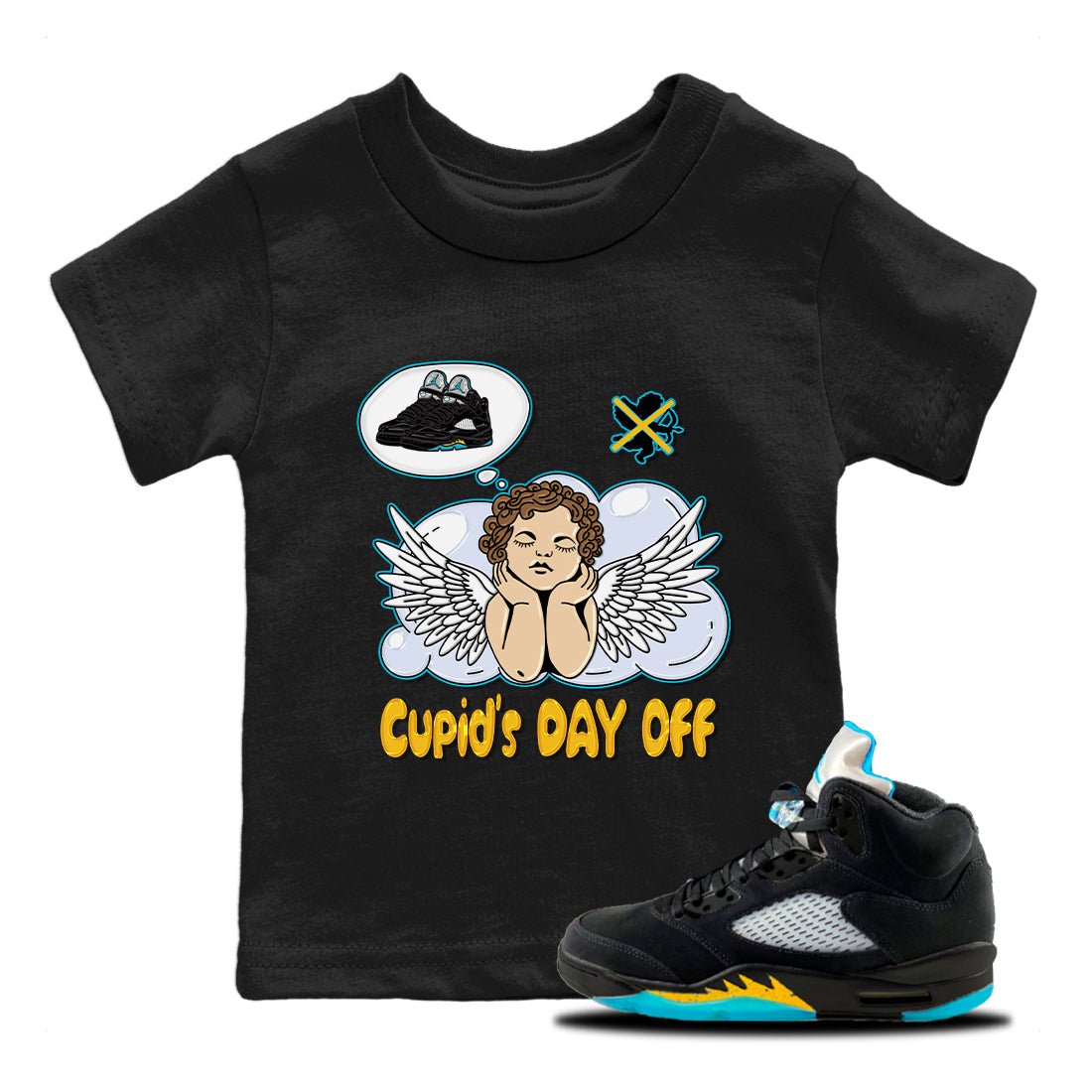 Jordan 5 Aqua Sneaker Match Tees Cupids Day Off Sneaker Tees Jordan 5 Aqua Sneaker Release Tees Kids Shirts