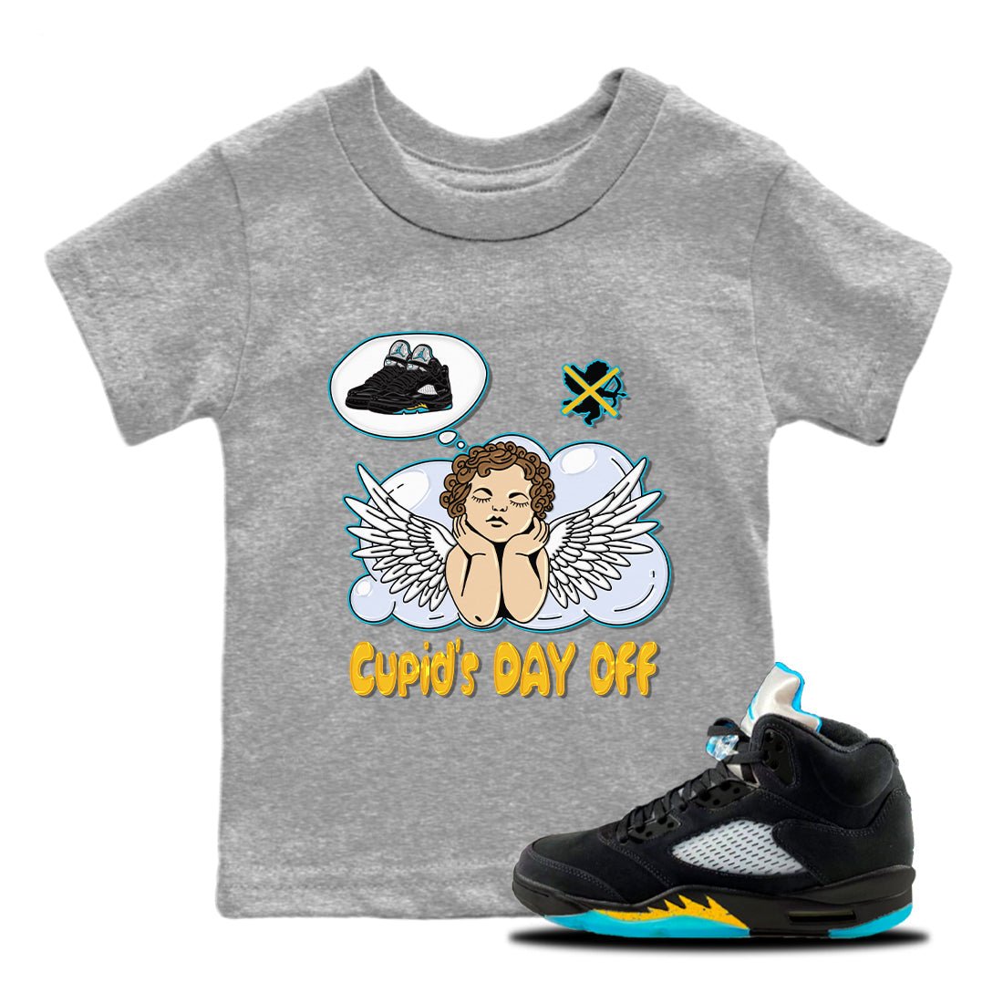 Jordan 5 Aqua Sneaker Match Tees Cupids Day Off Sneaker Tees Jordan 5 Aqua Sneaker Release Tees Kids Shirts