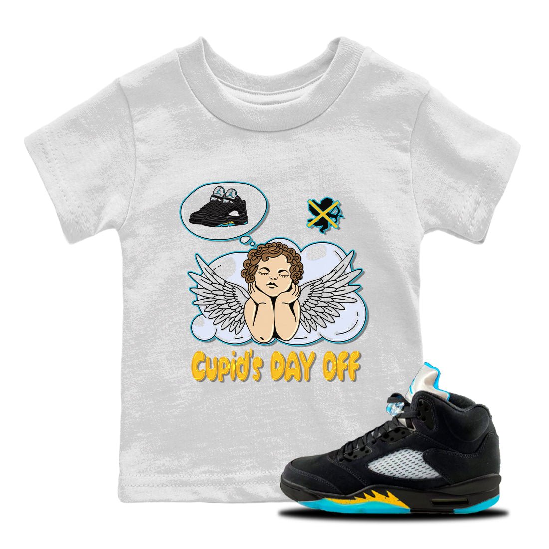 Jordan 5 Aqua Sneaker Match Tees Cupids Day Off Sneaker Tees Jordan 5 Aqua Sneaker Release Tees Kids Shirts