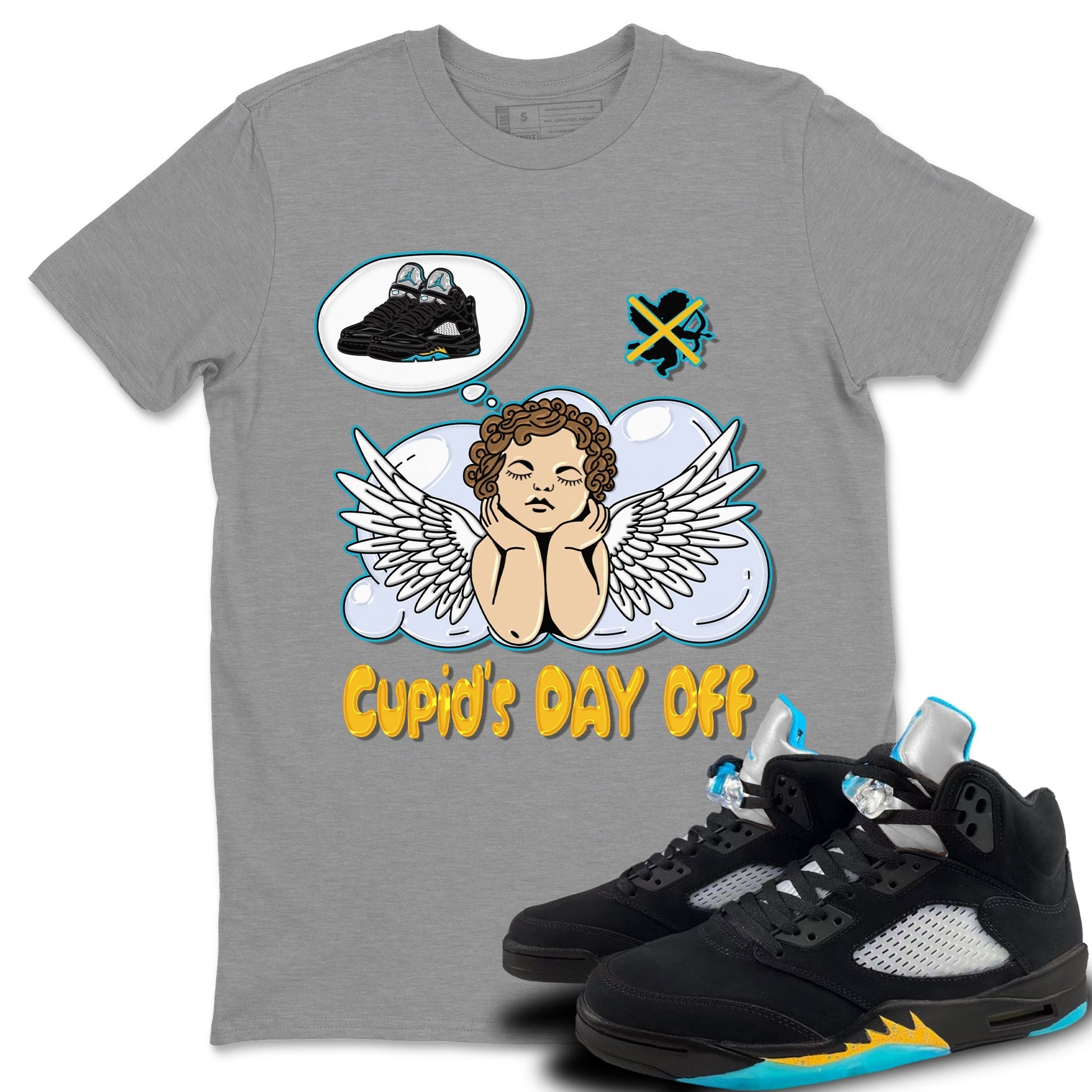 Jordan 5 Aqua Sneaker Match Tees Cupids Day Off Sneaker Tees Jordan 5 Aqua Sneaker Release Tees Unisex Shirts