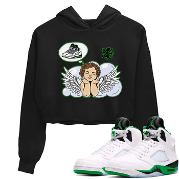 5s Lucky Green shirt to match jordans Cupids Day Off sneaker tees Air Jordan 5 Lucky Green SNRT Sneaker Release Tees Black 1 crop length shirt