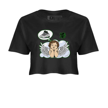 5s Lucky Green shirt to match jordans Cupids Day Off sneaker tees Air Jordan 5 Lucky Green SNRT Sneaker Release Tees Black 2 crop length shirt