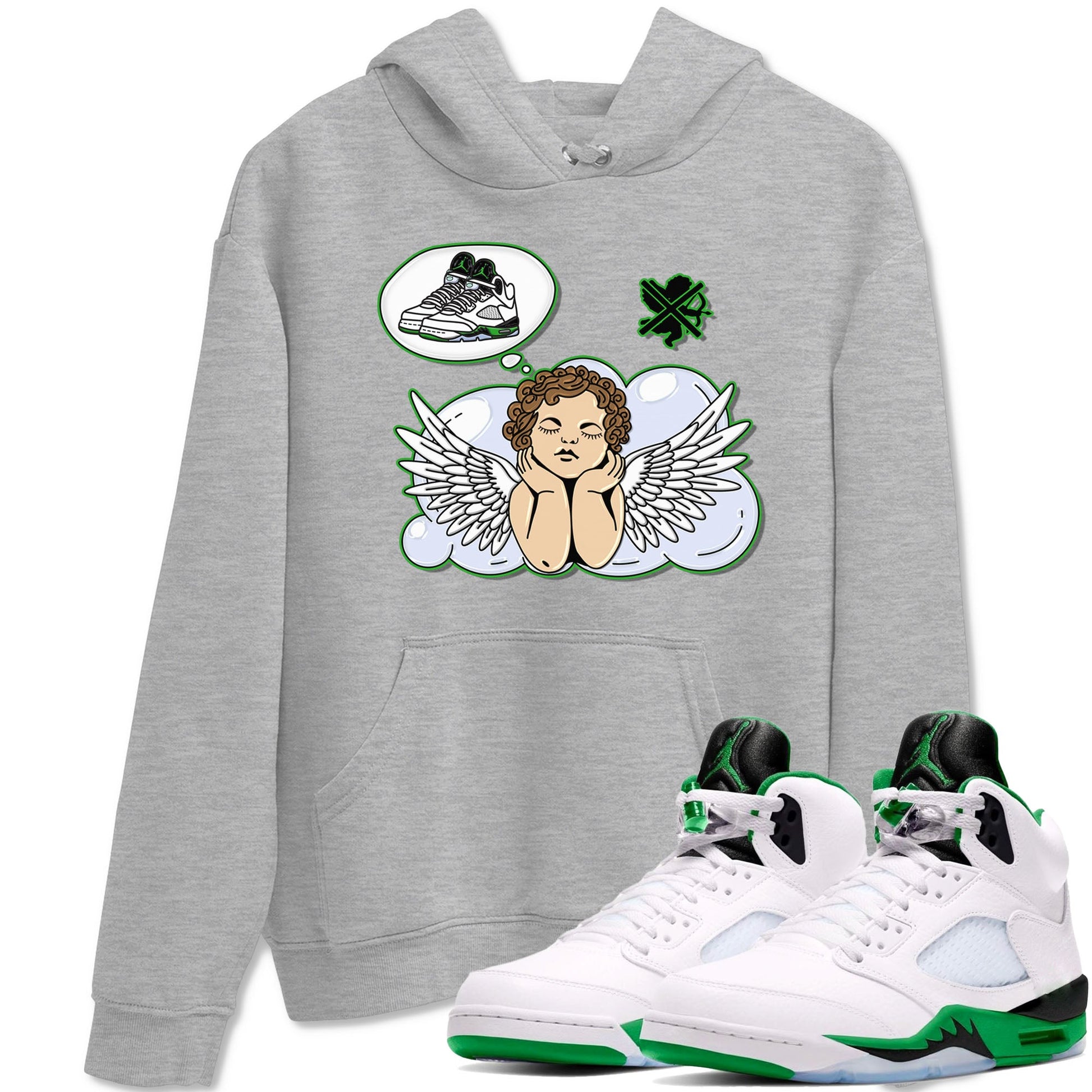 5s Lucky Green shirt to match jordans Cupids Day Off sneaker tees Air Jordan 5 Lucky Green SNRT Sneaker Release Tees unisex cotton Heather Grey 1 crew neck shirt