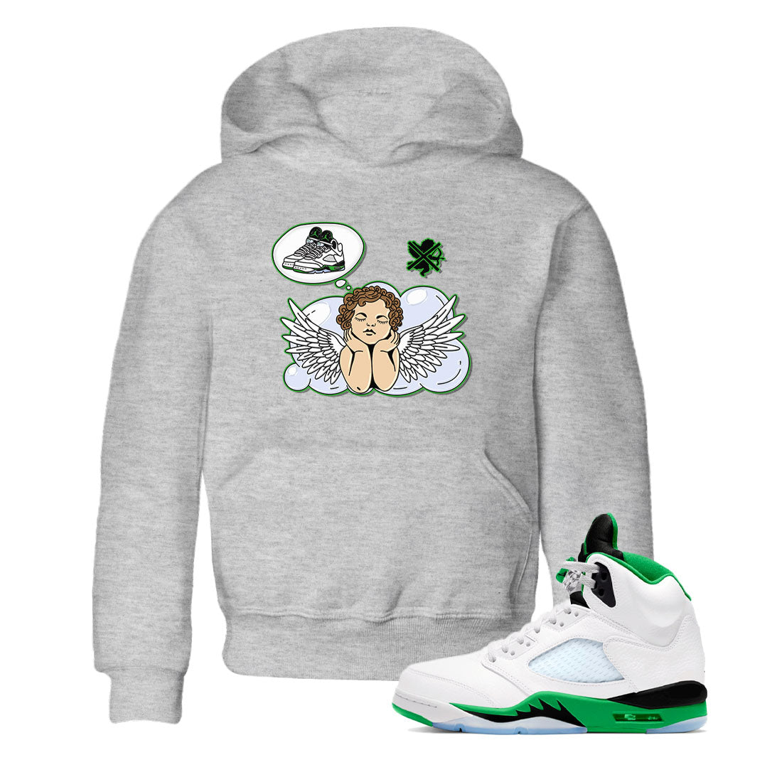 5s Lucky Green shirt to match jordans Cupids Day Off sneaker tees Air Jordan 5 Lucky Green SNRT sneaker release tees baby toddler Heather Grey 1 cotton Shirt