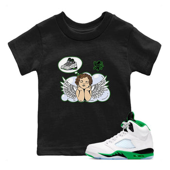 5s Lucky Green shirt to match jordans Cupids Day Off sneaker tees Air Jordan 5 Lucky Green SNRT sneaker release tees baby toddler Black 1 cotton Shirt